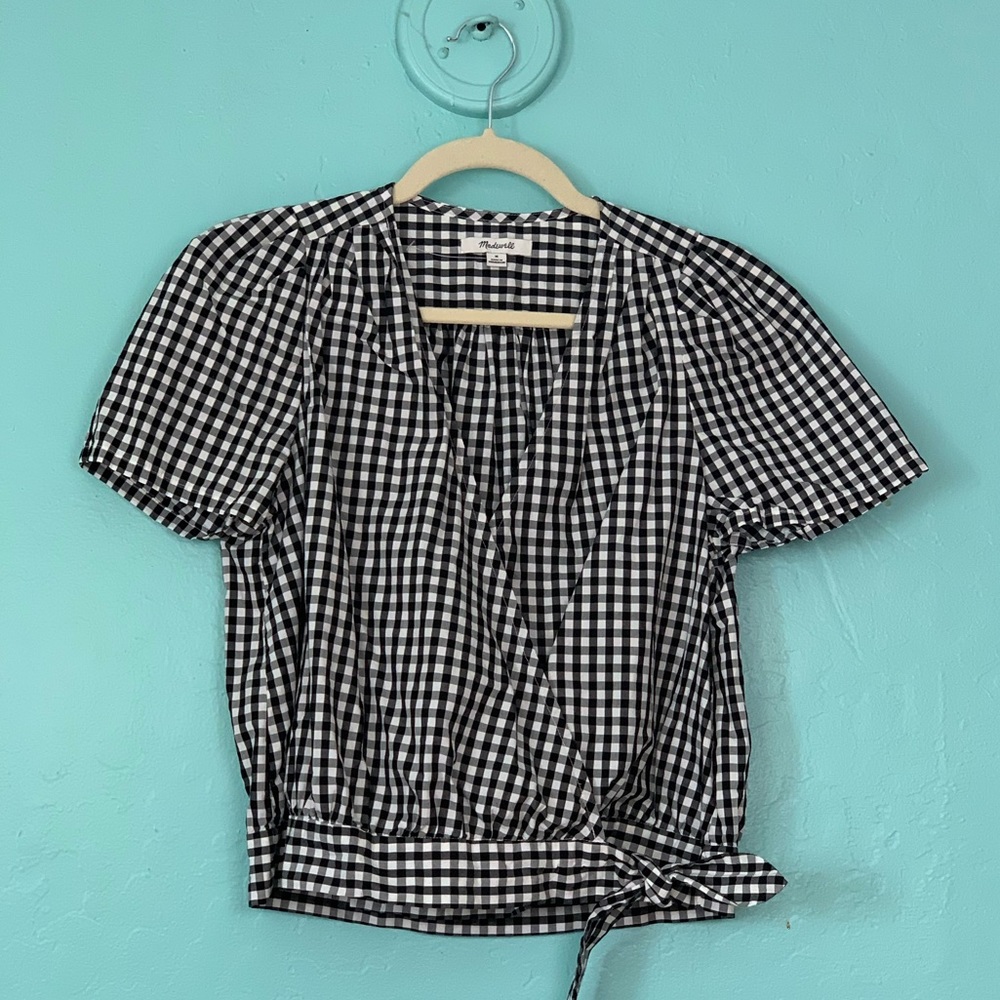 *DONATED* Madewell Gingham Cropped Wrap Top